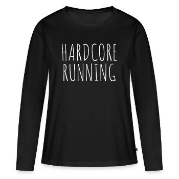 HARDCORE RUNNING - Frauen Premium Bio Langarmshirt - Schwarz - Vorne - Julia (174cm)