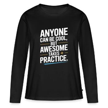 N’importe qui peut être cool, nerd, gamer génial, ironie - T-shirt manches longues Premium bio Femme - noir - Devant - Julia (174cm)
