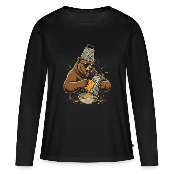 Bear with cheese grater pasta - Women's Premium Organic Long Sleeve Shirt - black - Front - Julia (174cm)