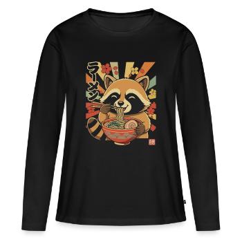 Le Panda Rouge Adore les Ramen - T-shirt manches longues Premium bio Femme - noir - Devant - Julia (174cm)
