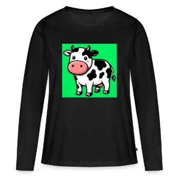 vache - T-shirt manches longues Premium bio Femme - noir - Devant - Julia (174cm)