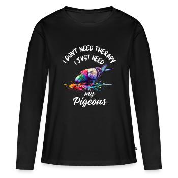 Pigeon Therapy Art - T-shirt manches longues Premium bio Femme - noir - Devant - Julia (174cm)