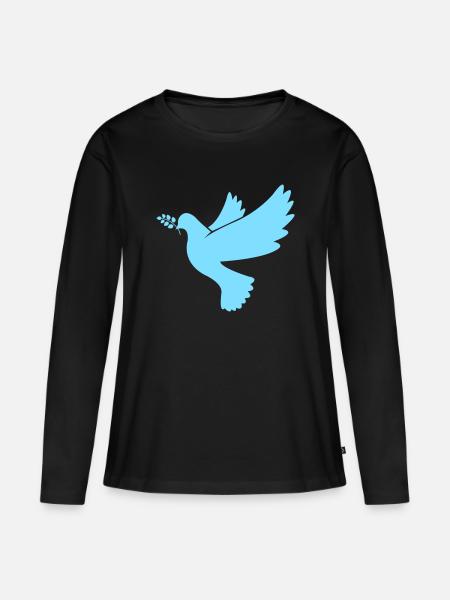Friedenstaube in Hellblau - Frauen Premium Bio Langarmshirt - Schwarz