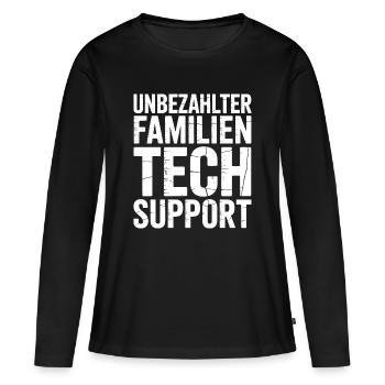 Unbezahlter Familien Tech Support - Frauen Premium Bio Langarmshirt - Schwarz - Vorne - Julia (174cm)