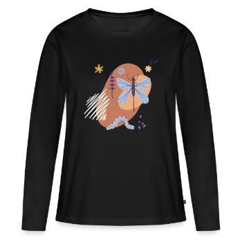 Libelle in der Natur - Frauen Premium Bio Langarmshirt - Schwarz - Vorne - Julia (174cm)