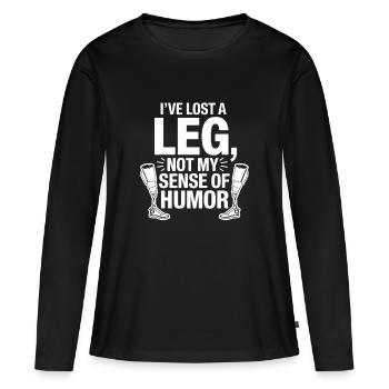 J’ai perdu une jambe, pas mon sens de l’humour - T-shirt manches longues Premium bio Femme - noir - Devant - Julia (174cm)