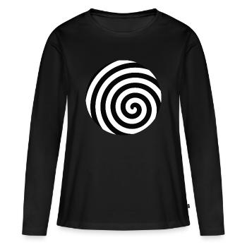 Schwarz-Weiß-Spirale - Frauen Premium Bio Langarmshirt - Schwarz - Vorne - Julia (174cm)
