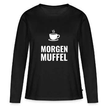 Morgenmuffel – Schlichtes Statement - Frauen Premium Bio Langarmshirt - Schwarz - Vorne - Julia (174cm)