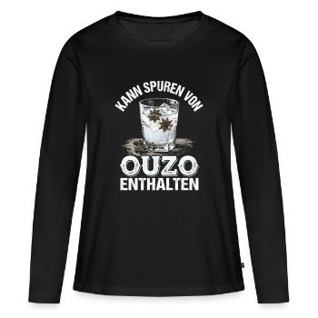 Kann Spuren Vonn Ouzo Enthalten - Frauen Premium Bio Langarmshirt - Schwarz - Vorne - Julia (174cm)