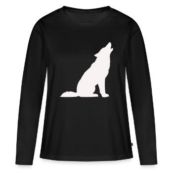 wolf- - Frauen Premium Bio Langarmshirt - Schwarz - Vorne - Julia (174cm)