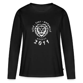 15. Geburtstag Wild, free & untamed since 08/2011 - Frauen Premium Bio Langarmshirt - Schwarz - Vorne - Julia (174cm)