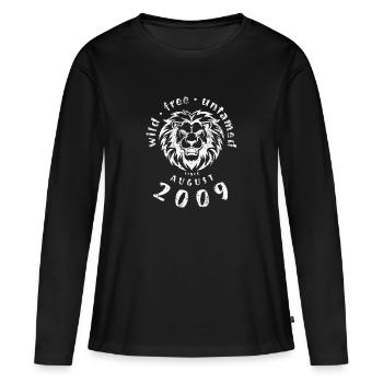 17. Geburtstag Wild, free & untamed since 08/2009 - Frauen Premium Bio Langarmshirt - Schwarz - Vorne - Julia (174cm)
