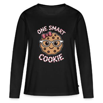 One Smart Cookie - Smart Cookie with Glasses - Women's Premium Organic Long Sleeve Shirt - black - Front - Julia (174cm)