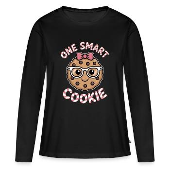 One Smart Cookie - Smart Cookie with Glasses - Women's Premium Organic Long Sleeve Shirt - black - Front - Julia (174cm)