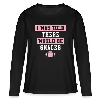 On m’a dit : Il y aurait des en-cas - T-shirt manches longues Premium bio Femme - noir - Devant - Julia (174cm)