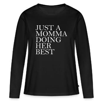 MamaPower fait le mieux chaque jour - T-shirt manches longues Premium bio Femme - noir - Devant - Julia (174cm)