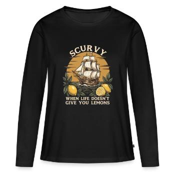 Vie de scorbut : pas de citrons Humour de pirate - T-shirt manches longues Premium bio Femme - noir - Devant - Julia (174cm)