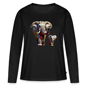 Éléphants - T-shirt manches longues Premium bio Femme - noir - Devant - Julia (174cm)