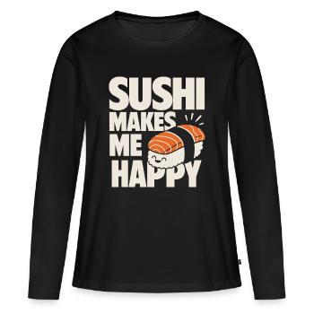 Les sushis me rendent heureux, mignons sushis - T-shirt manches longues Premium bio Femme - noir - Devant - Julia (174cm)