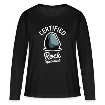 Pierres, proverbes, pierres, drôle, cadeau de pierres - T-shirt manches longues Premium bio Femme - noir - Devant - Julia (174cm)