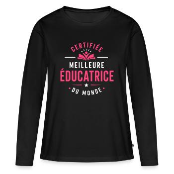 Meilleure Éducatrice du Monde - T-shirt manches longues Premium bio Femme - noir - Devant - Julia (174cm)