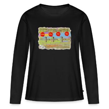 Les grèbes qui comptent d’une manière étrange - T-shirt manches longues Premium bio Femme - noir - Devant - Julia (174cm)