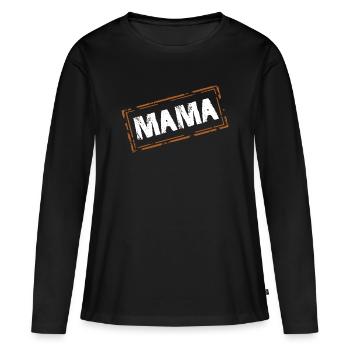 mama - Frauen Premium Bio Langarmshirt - Schwarz - Vorne - Julia (174cm)