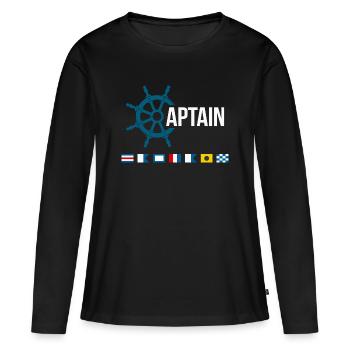 Motif des drapeaux de signalisation du volant maritime du capitaine - T-shirt manches longues Premium bio Femme - noir - Devant - Julia (174cm)