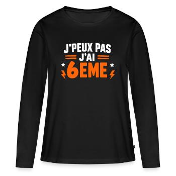 J’peux pas j’ai 6ème - T-shirt manches longues Premium bio Femme - noir - Devant - Julia (174cm)
