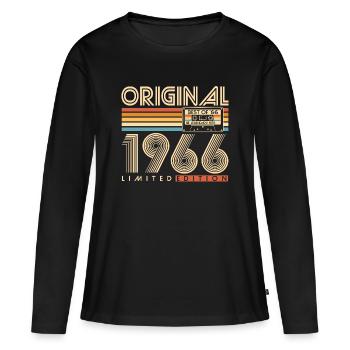 60 ans 60 ans 1966 Vintage Né - T-shirt manches longues Premium bio Femme - noir - Devant - Julia (174cm)