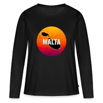 La carte du coucher de soleil rétro de l’île de Malte - T-shirt manches longues Premium bio Femme - noir - Devant - Julia (174cm)