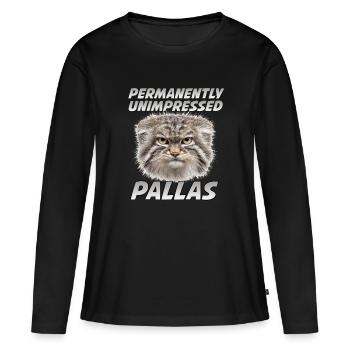 Pallas Cat T Morgenmuffel für Katzen Fans Manul - Frauen Premium Bio Langarmshirt - Schwarz - Vorne - Julia (174cm)