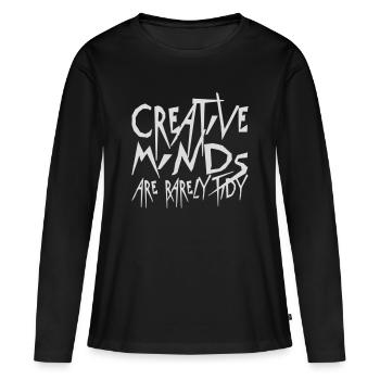 Creative Minds Are Rarely Tidy Lustig Kreativ Logo - Frauen Premium Bio Langarmshirt - Schwarz - Vorne - Julia (174cm)