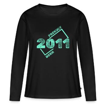 2011 - Frauen Premium Bio Langarmshirt - Schwarz - Vorne - Julia (174cm)
