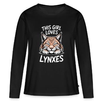 Lynx Dictions Lynx Fille Drôle de Lynx Cadeau de Lynx - T-shirt manches longues Premium bio Femme - noir - Devant - Julia (174cm)