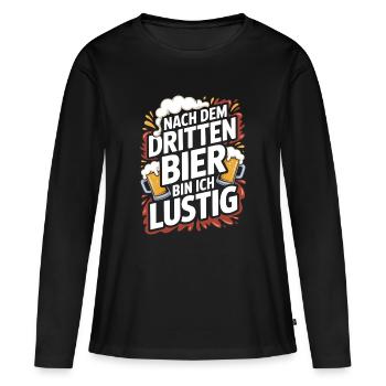 Bier Nach Dem Dritten Bier Lustig JGA Party Malle - Frauen Premium Bio Langarmshirt - Schwarz - Vorne - Julia (174cm)