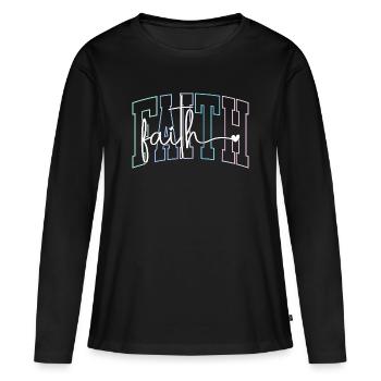 Foi dans les lignes pastel Bible de l’église de Dieu Jésus - T-shirt manches longues Premium bio Femme - noir - Devant - Julia (174cm)