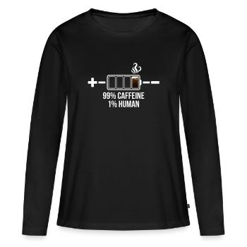 99 % Caféine, 1 % Thème de la Batterie Humaine - T-shirt manches longues Premium bio Femme - noir - Devant - Julia (174cm)