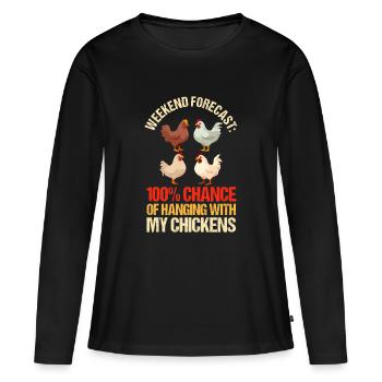 Prévision de volailles de troupeau de coq d’élevage - T-shirt manches longues Premium bio Femme - noir - Devant - Julia (174cm)