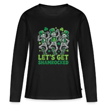 Skeleton Shamrock St. Patrick's Day - Women's Premium Organic Long Sleeve Shirt - black - Front - Julia (174cm)