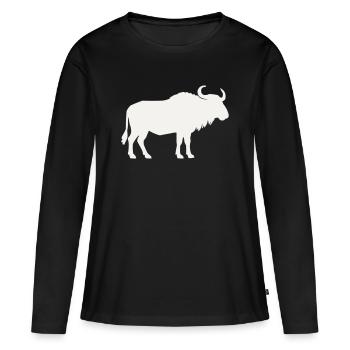 Silhouette du bison sauvage - T-shirt manches longues Premium bio Femme - noir - Devant - Julia (174cm)