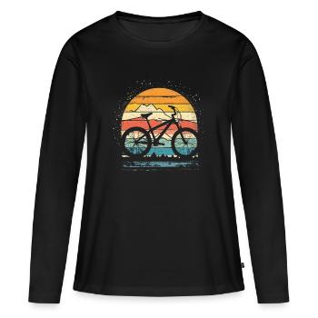Style rétro du VTT - T-shirt manches longues Premium bio Femme - noir - Devant - Julia (174cm)