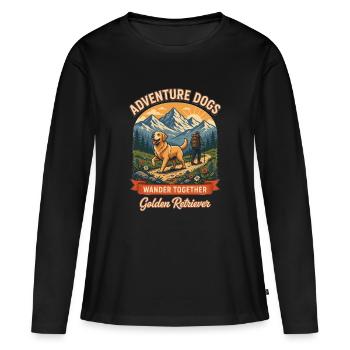 Chiens d’aventure – Golden Retriever Vintage Hiking - T-shirt manches longues Premium bio Femme - noir - Devant - Julia (174cm)