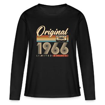 60 ans 60 ans 1966 Vintage Né - T-shirt manches longues Premium bio Femme - noir - Devant - Julia (174cm)