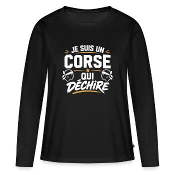 Je suis un Corse qui déchire - T-shirt manches longues Premium bio Femme - noir - Devant - Julia (174cm)