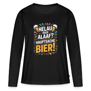 Bier Karneval Fasching Köln Helau oder Alaaf Bier - Frauen Premium Bio Langarmshirt - Schwarz - Vorne - Julia (174cm)