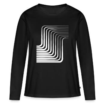 Motif monochrome à arc concentrique - T-shirt manches longues Premium bio Femme - noir - Devant - Julia (174cm)