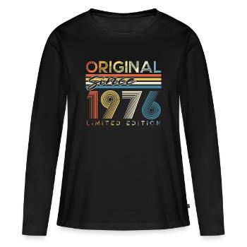 Cadeau du 50e anniversaire du Millésime 1976 - T-shirt manches longues Premium bio Femme - noir - Devant - Julia (174cm)