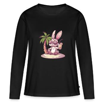 Palmier d’été Bunny - T-shirt manches longues Premium bio Femme - noir - Devant - Julia (174cm)