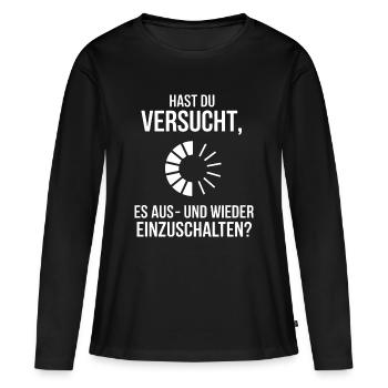 Tech Neustart Meme Druckdesign - Frauen Premium Bio Langarmshirt - Schwarz - Vorne - Julia (174cm)